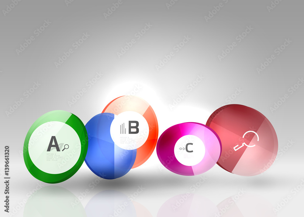 Shiny circles with text in 3d space Shiny circles with text in 3d space