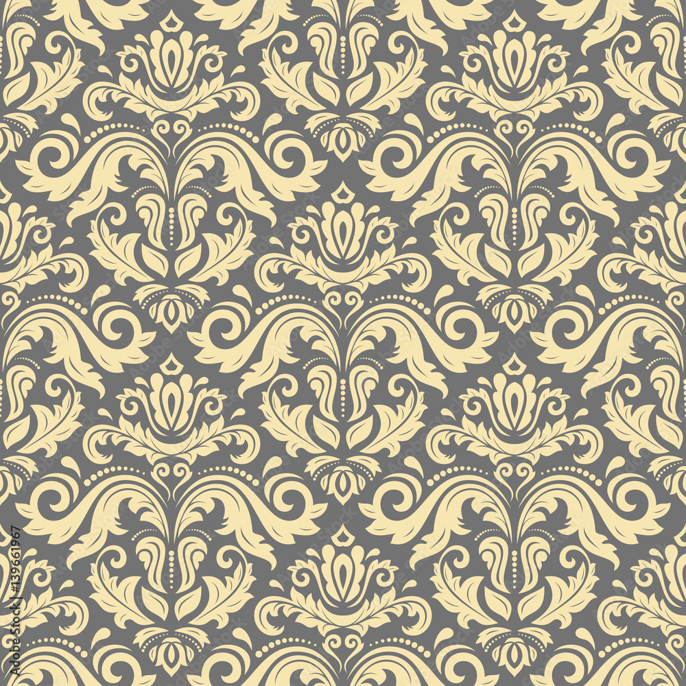 Damask classic golden pattern. Seamless abstract background with repeating elements Damask classic golden pattern. Seamless abstract background with repeating elements