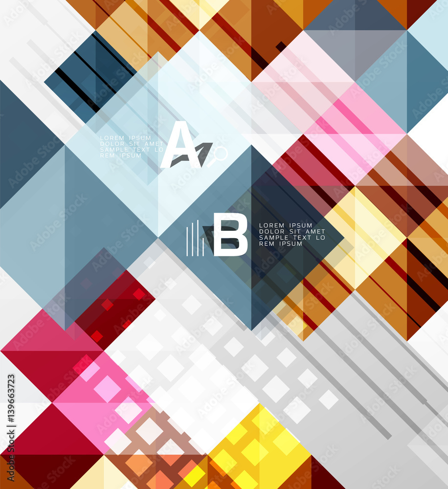 Square elements with infographics and options Square elements with infographics and options