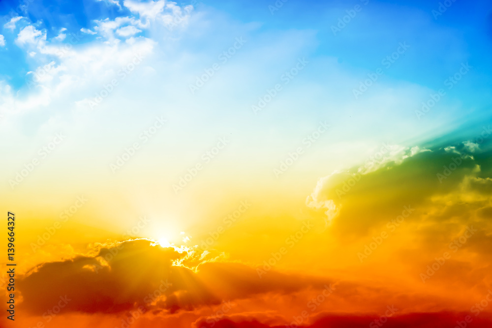 Fototapeta premium sky, cloud, The rising sun, abstract, background