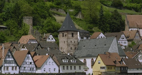 Ancient town village of HIRSCHHORN in Hesse district of Germany on banks of Neckar river, Hesse, Germany, Mai 2016 photo