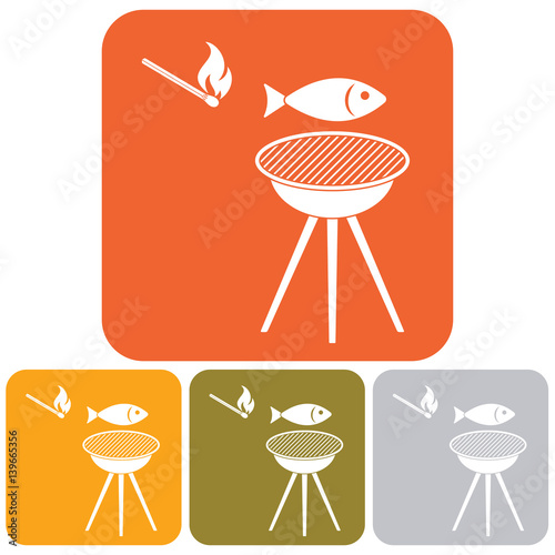 Grilled fish icon. Vector illustration