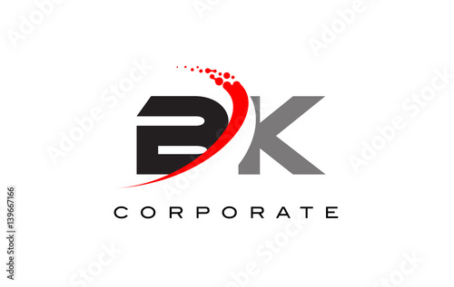 BK Modern Letter Logo Design with Swoosh photo