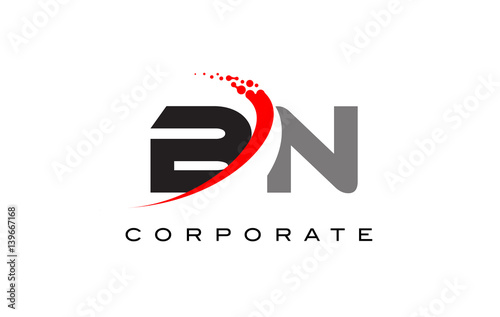 Free Download BN Modern Letter Logo Design with Swoosh - GFXLoad