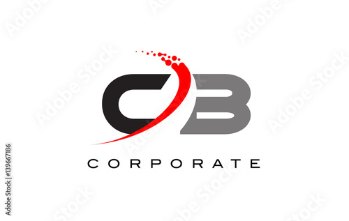 CB Modern Letter Logo Design with Swoosh
