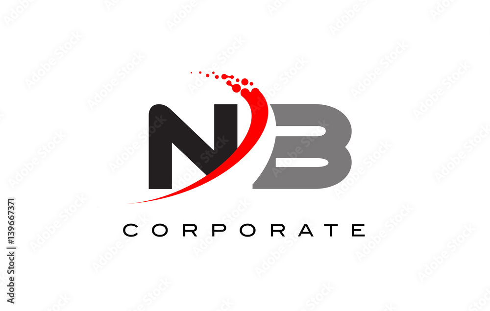 NB Modern Letter Logo Design with Swoosh