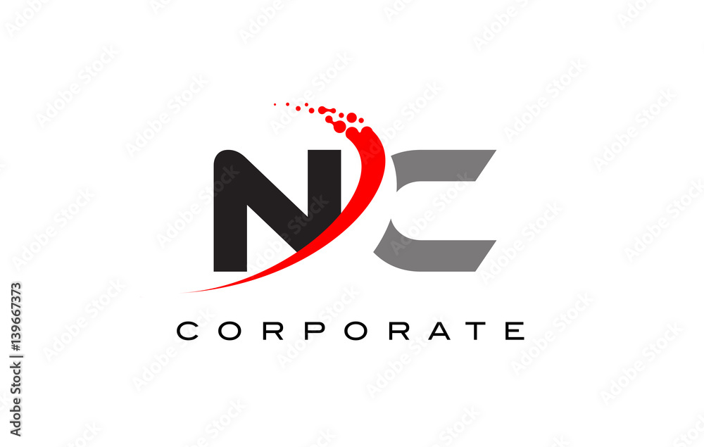 NC Modern Letter Logo Design with Swoosh
