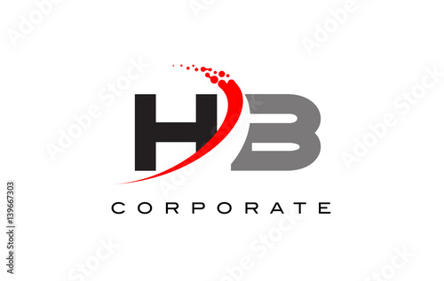 HB Modern Letter Logo Design with Swoosh