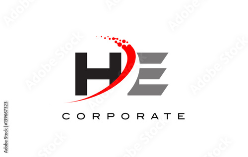 HE Modern Letter Logo Design with Swoosh