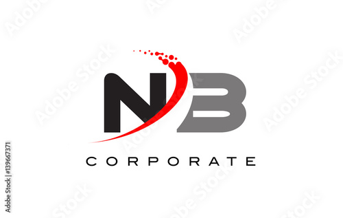 NB Modern Letter Logo Design with Swoosh