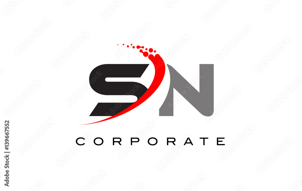 SN Modern Letter Logo Design with Swoosh Stock Vector | Adobe Stock