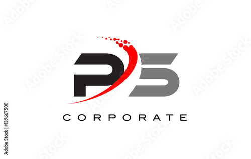 PS Modern Letter Logo Design with Swoosh