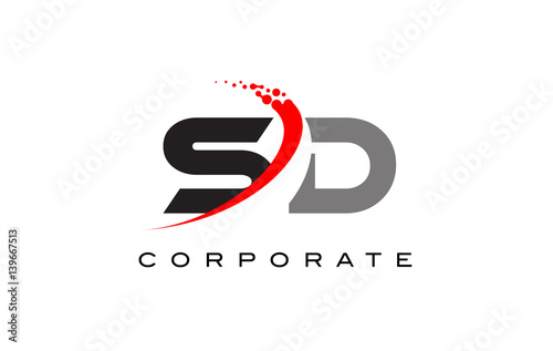 SD Modern Letter Logo Design with Swoosh photo