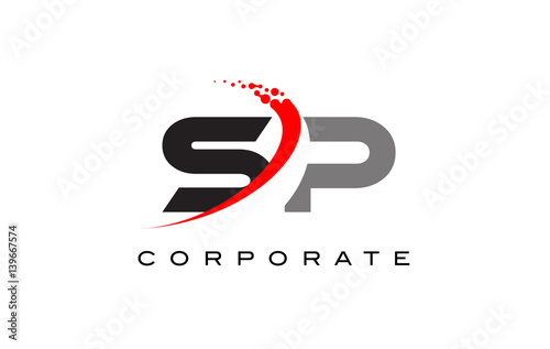 SP Modern Letter Logo Design with Swoosh