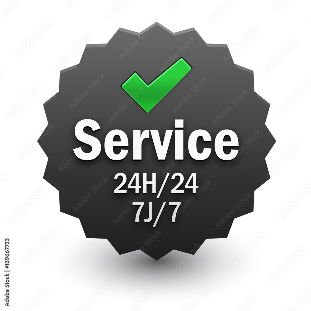 Tampon SERVICE 24h/24 7j/7 Stock-Vektorgrafik | Adobe Stock