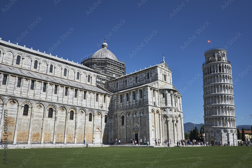 Pisa, Piazza dei miracoli, with the Basilica and the leaning tower