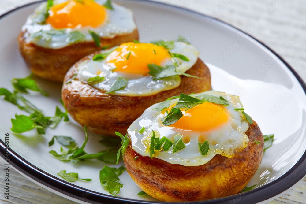 Tapas mushrooms with quail eggs from Spain Tapas mushrooms with quail eggs from Spain