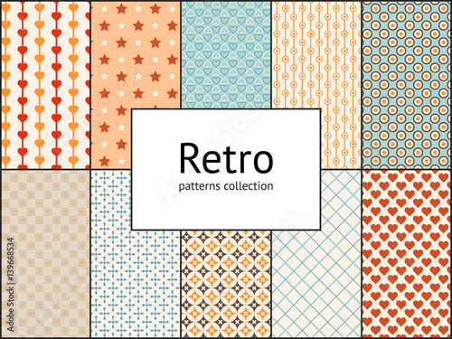 Endless texture for wallpaper, wrapping paper background, surface textures, pattern fill. Set of vector geometric ornaments