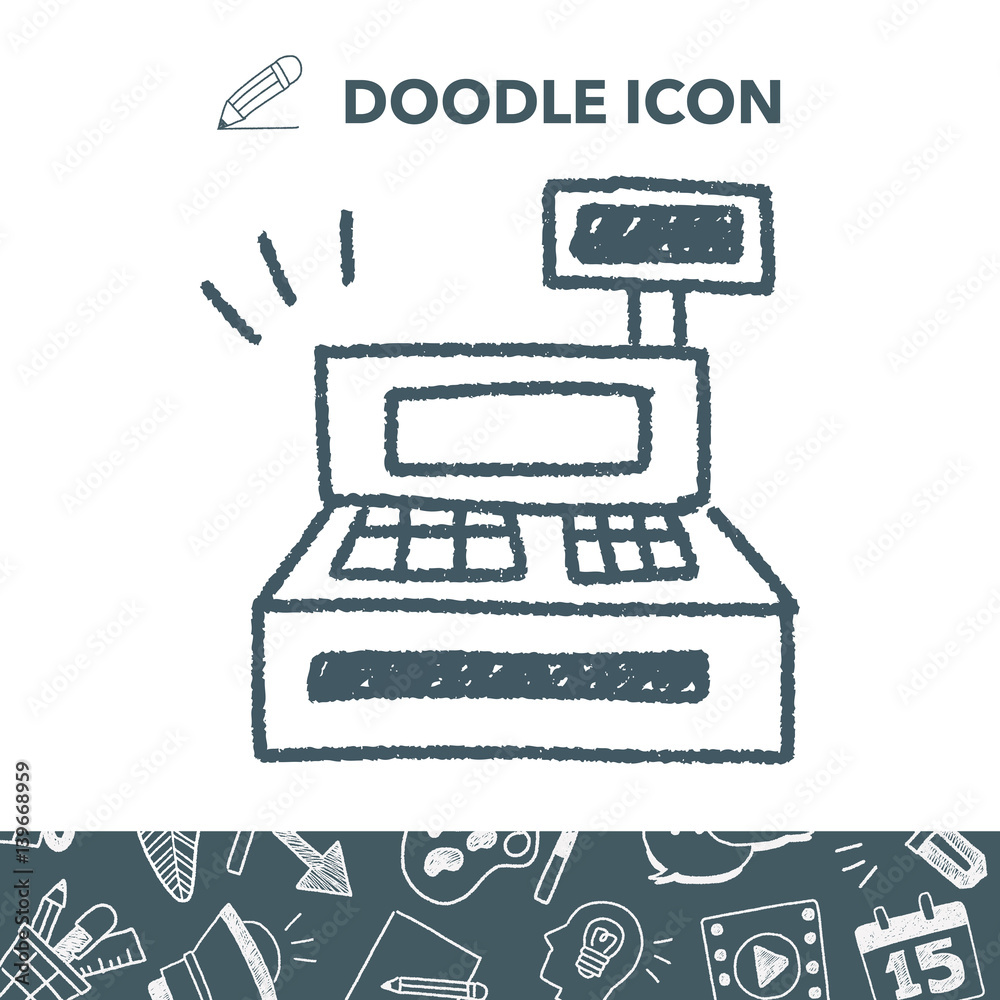 Cash register doodle drawing Cash register doodle drawing