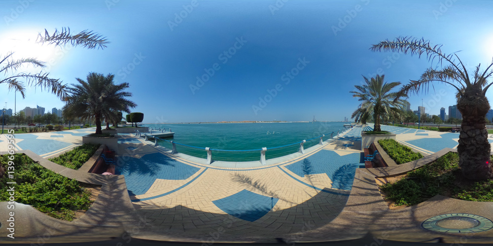 360 Degrees Spherical Panorama Of The Abu Dhabi (UAE) Corniche With ...