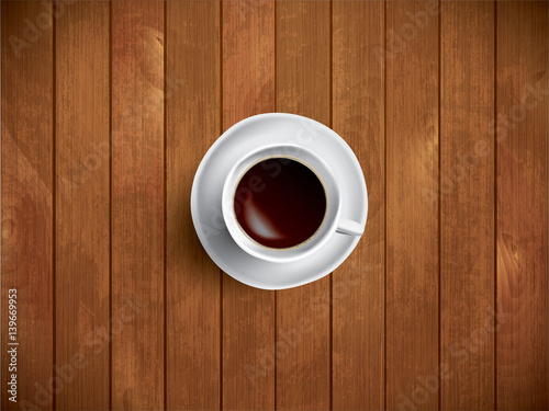 Coffe on the wooden table, vector illustration