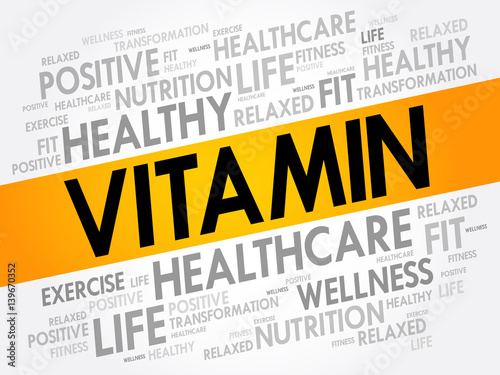 VITAMIN word cloud background, health concept