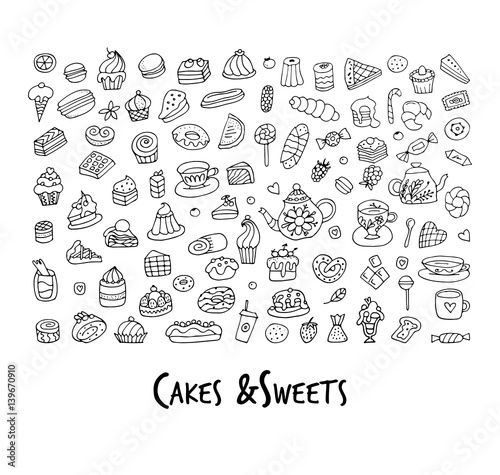 Cakes and sweets collection, sketch for your design