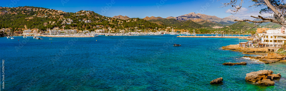 Mittelmeer Küstenlinie Spanien Mallorca Panorama Bucht von Port de Andratx