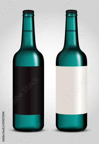 blank label on glass beer bottle for new design