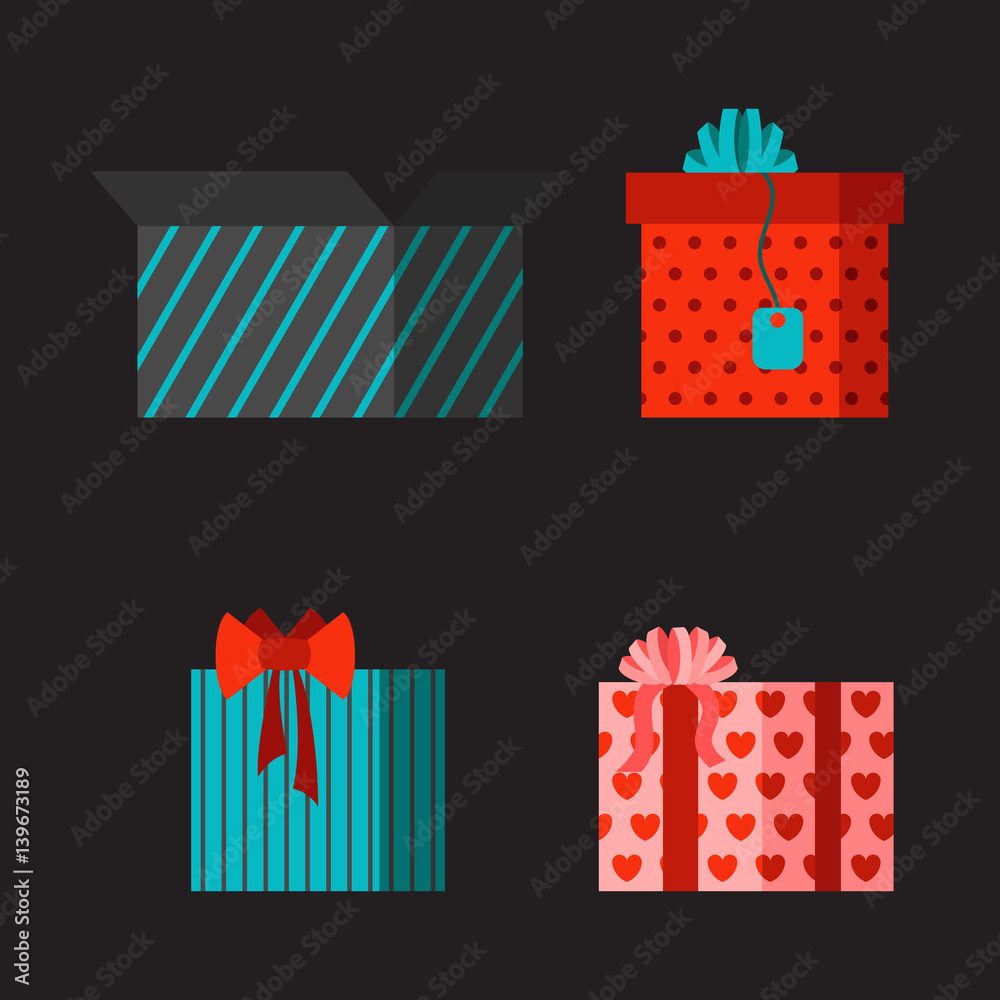 Gift box anniversary event satin greeting object with ribbon and bow isolated valentine paper package festive party shopping wrap vector illustration. Gift box anniversary event satin greeting object with ribbon and bow isolated valentine paper package festive party shopping wrap vector illustration.