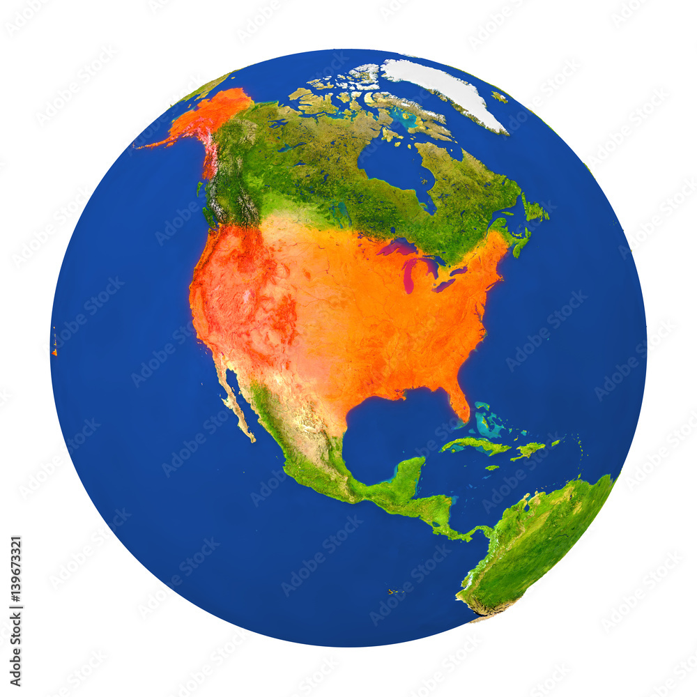 USA highlighted on Earth