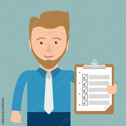 Cartoon Businessman Clipboard Checklist