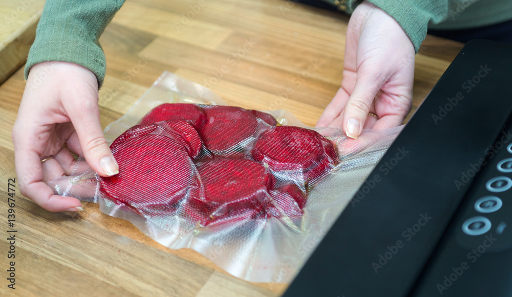 Beetroot in vacuum sealed package. Stock Photo Adobe Stock