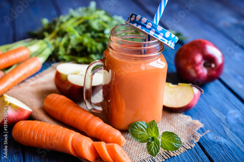 Fresh carrot and apple smoothie