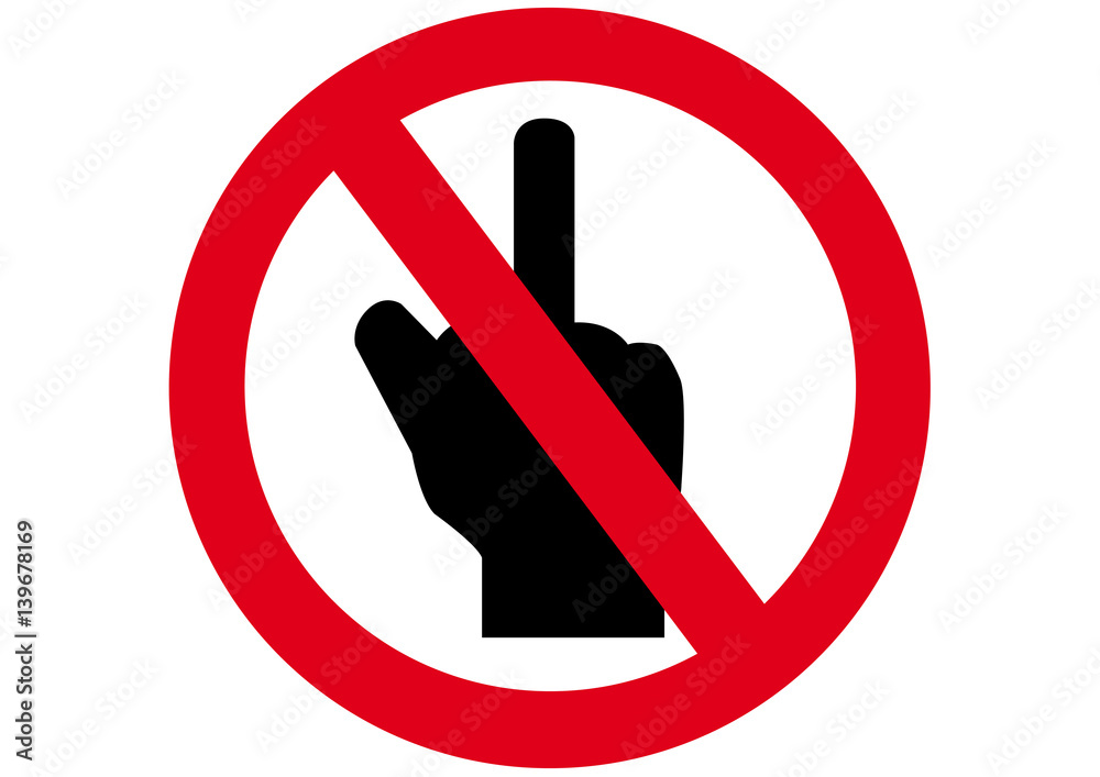 Schild Mittelfinger zeigen verboten Stock Vector