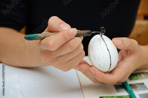 Creation of the Ukrainian Easter egg photo