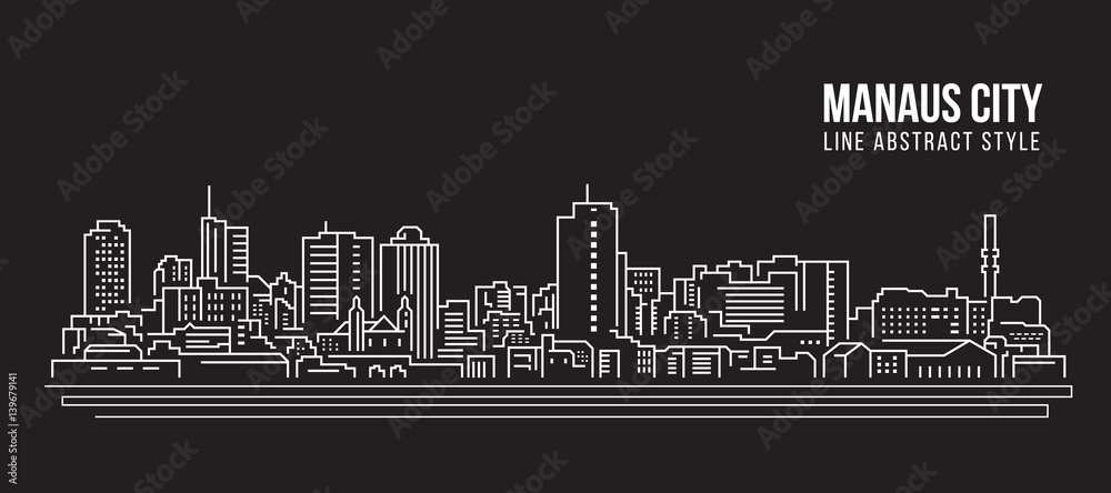 Cityscape Building Line art Vector Illustration design - Manaus city