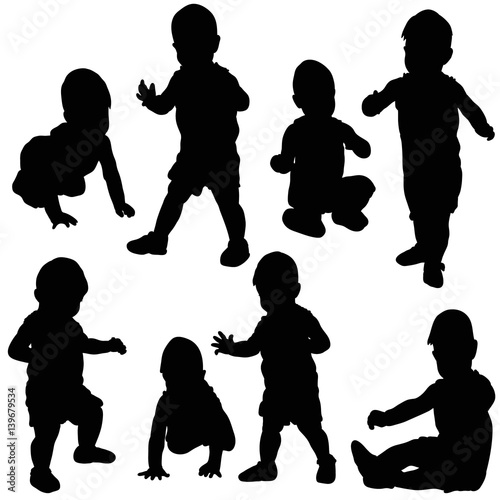 silhouette baby, collection, isolated