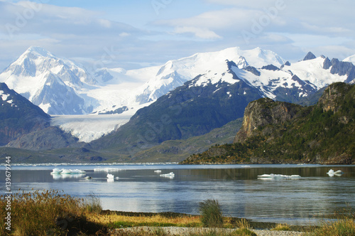 Magallanes, Chile: Snow-capped mountains tower over the Beagle Channel photo