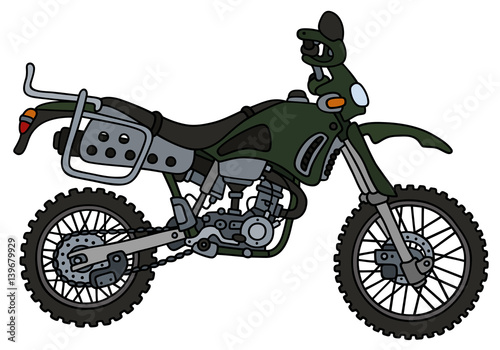 Dark green off-road motorbike