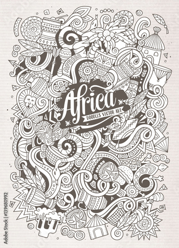 Cartoon cute doodles Africa illustration