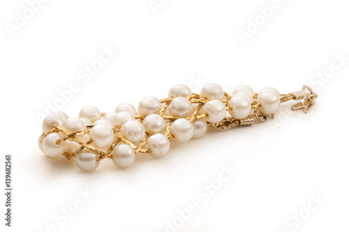 Wristband with white beads