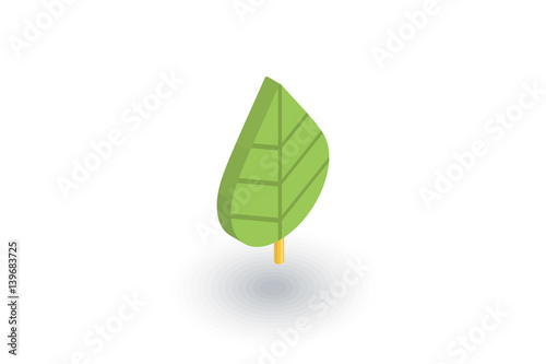 green leaf, eco isometric flat icon. 3d vector colorful illustration. Pictogram isolated on white background