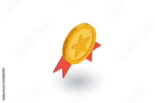 Medal, award isometric flat icon. 3d vector colorful illustration. Pictogram isolated on white background