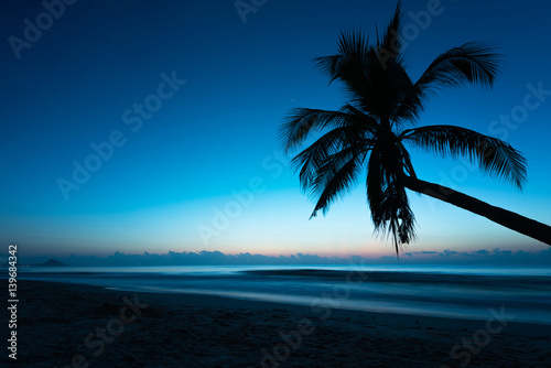 Sunrise at the beach  Blue tone landscape at the tropical beach