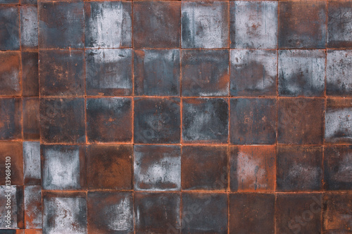 Metal cooper squares texture  close up