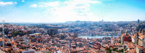 panorama of old historic part of Porto