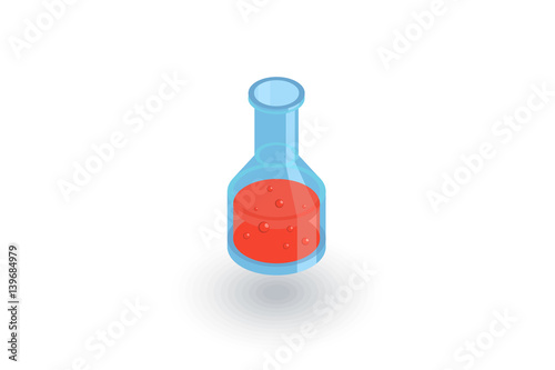 laboratory chemical beaker isometric flat icon. 3d vector colorful illustration. Pictogram isolated on white background