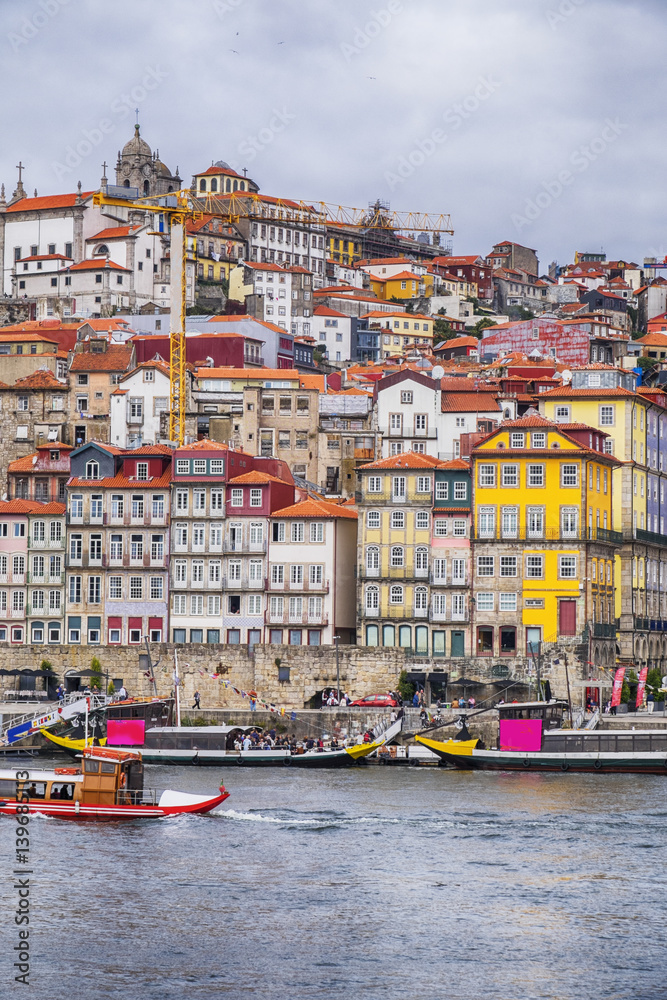 view of old historic part of Porto from river Douro 
