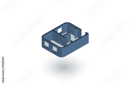 Architectural drawings. apartment plan isometric flat icon. 3d vector colorful illustration. Pictogram isolated on white background